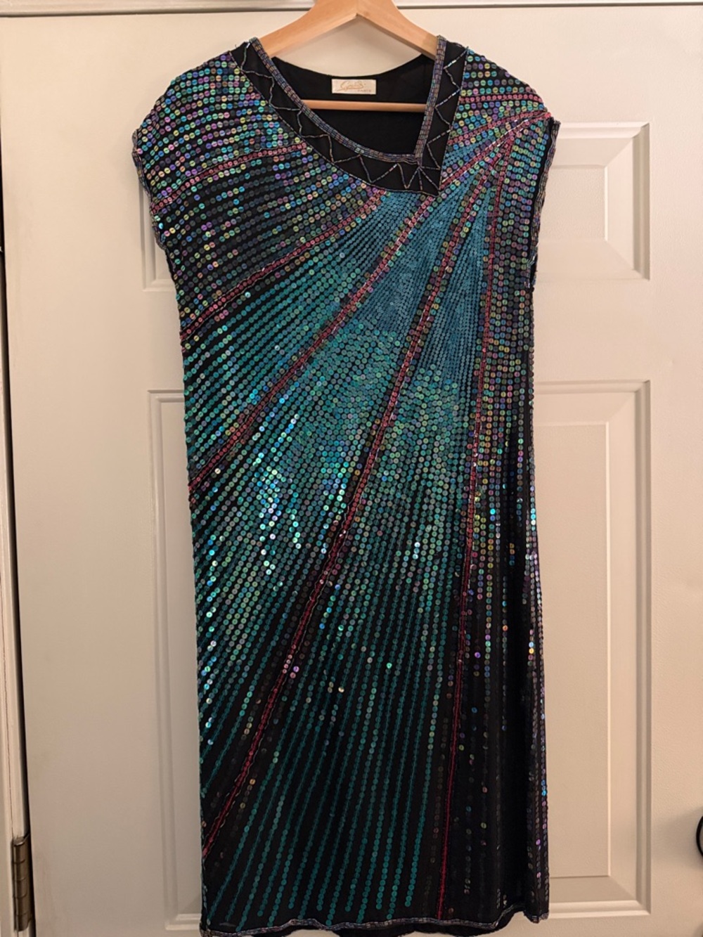 Cyreld Paris. Vintage Sequin Dress Multi color - starburst design. Sz 4-6